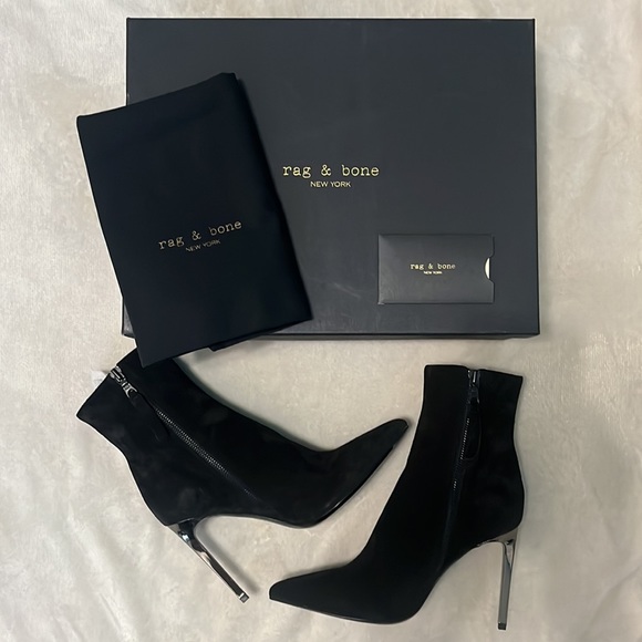 NIB: RAG & BONE Wes Boot/Bootie in Black Suede, Stiletto Heel, Size 6 (36 EU) - Picture 7 of 16